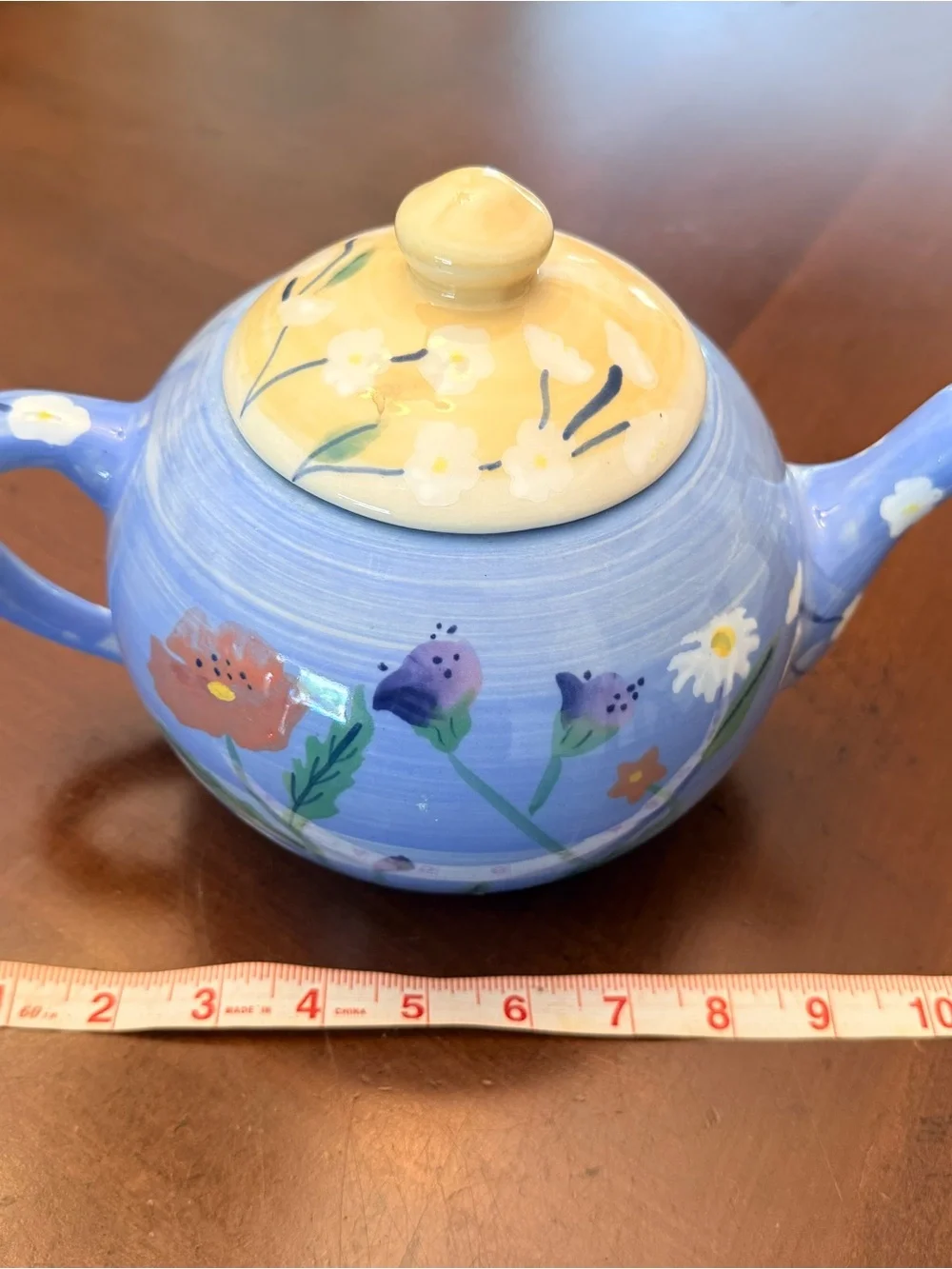 Vintage 1989 Hartstone Pottery Blue Wildflower Ceramic Teapot With Lid